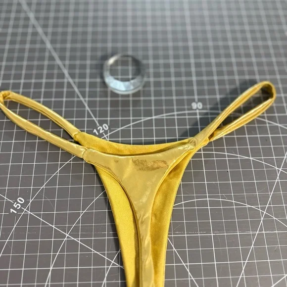Gold Thong Bikini Bottom - Picture 3 of 4